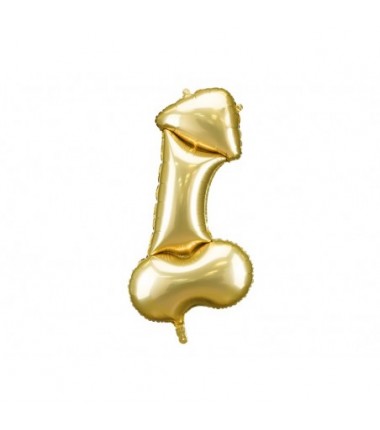 Balon foliowy Penis, 55,5x112 cm, złoty