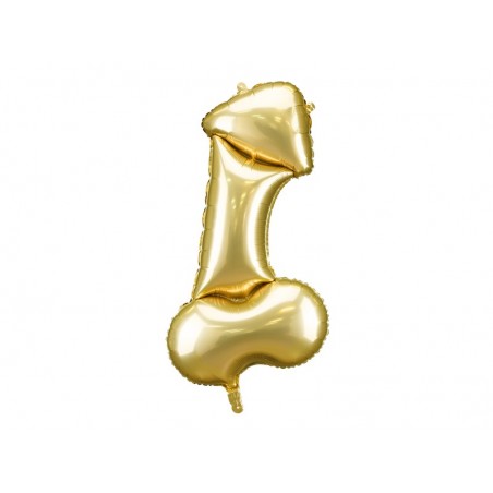Balon foliowy Penis, 55,5x112 cm, złoty