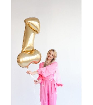 Balon foliowy Penis, 55,5x112 cm, złoty