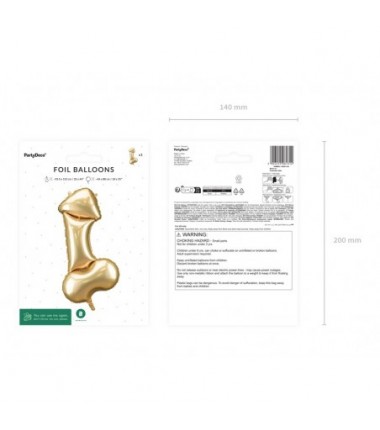 Balon foliowy Penis, 55,5x112 cm, złoty