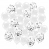 Zestaw balonów konfetti białe i srebrne 30cm - 30 sztuk