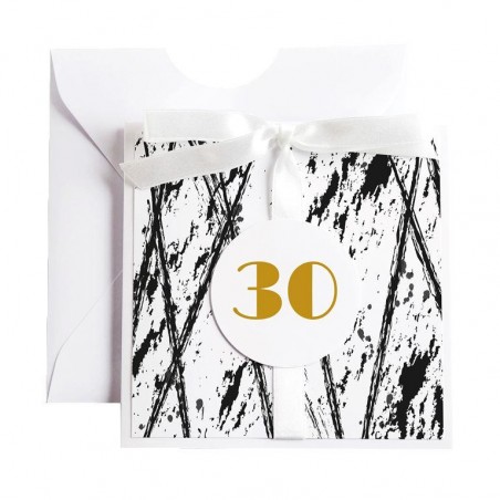 Kartka Okolicznościowa na 30 Urodziny - Biała Vintage - Black & White