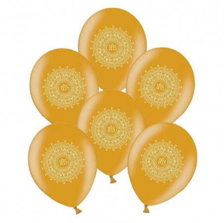 Balony złote IHS - 6 sztuk