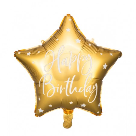 Balon foliowy Gwiazdka Happy Birthday - Złoty