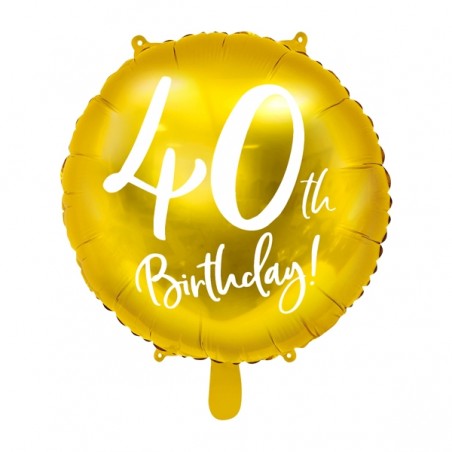 Balon foliowy 40th Birthday! - Złoty