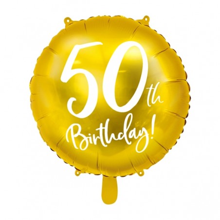 Balon foliowy 50th Birthday! - Złoty