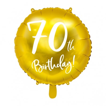 Balon foliowy 70th Birthday! - Złoty