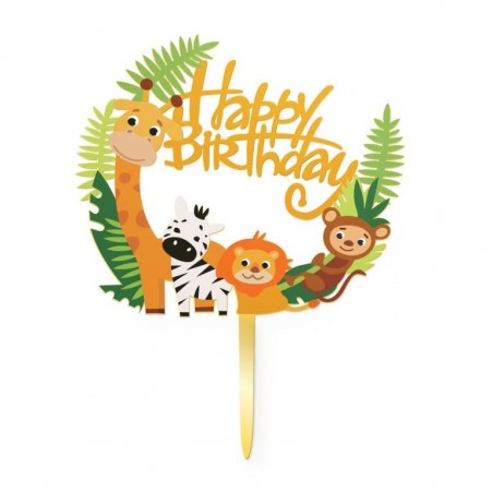 Topper - Happy Birthday - zwierzątka zoo