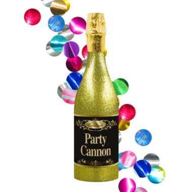Konfetti kolorowe kółka - szampan złota butelka