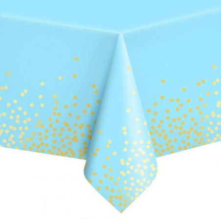 Obrus foliowy - w konfetti niebieski 137x274 cm