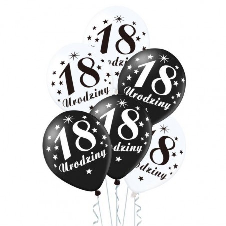 Balony - 18 urodziny - 30 cm - 6 sztuk