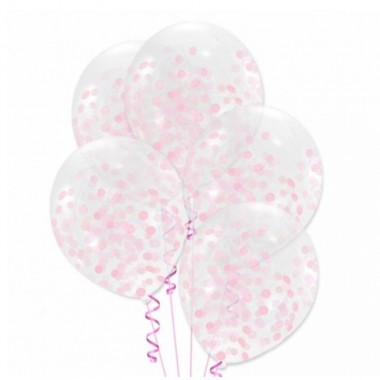 Balony konfetti różowe 30cm - 6 sztuk