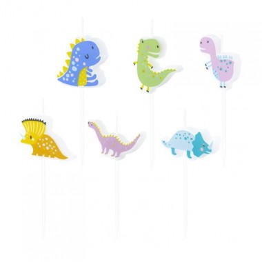 Świeczki dinozaury - 6 sztuk