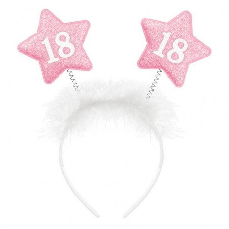 Opaska biała z różowymi gwiazdkami 18 urodziny