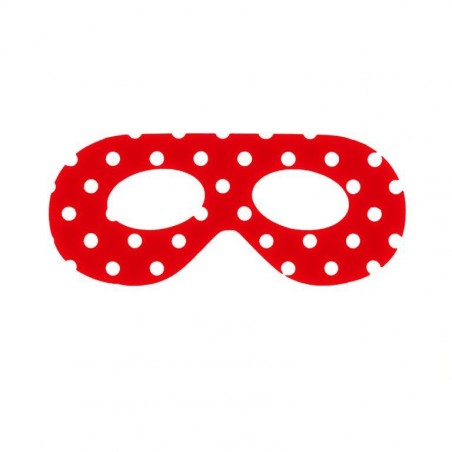 Maski imprezowe czerwone w kropki - 6 sztuk