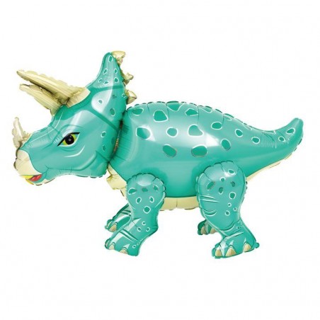Balon foliowy 3D triceratops turkusowy 55cm x 91 cm