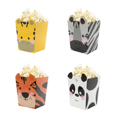 Pudełka na popcorn Zwierzątka - 4 sztuki