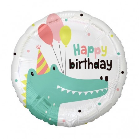 Balon foliowy Krokodylek Happy Birthday - 45 cm