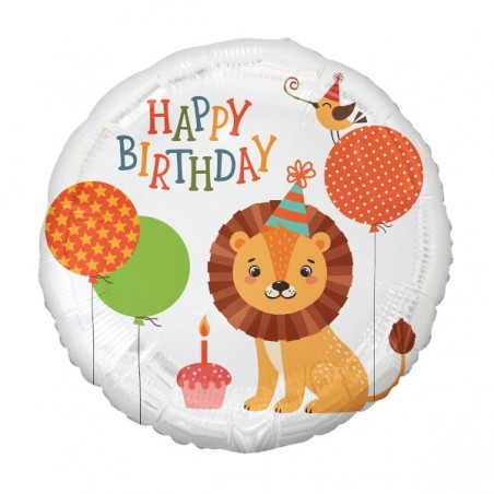 Balon foliowy Lew Happy Birthday - 45 cm