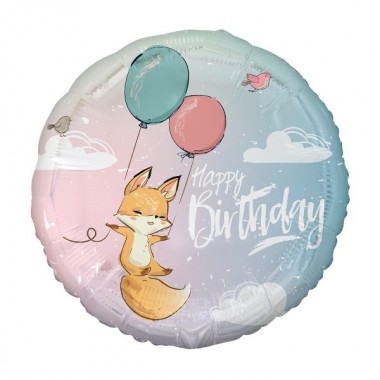 Balon foliowy Lisek Happy Birthday - 45 cm