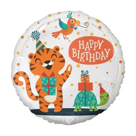 Balon foliowy Tygrysek Happy Birthday - 45 cm