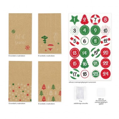 Kalendarz adwentowy torebki papierowe DIY - 24 sztuki