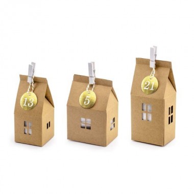 Kalendarz adwentowy papierowe eko Domki - 24 sztuki