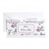 Kartka okolicznościowa W dniu ślubu biała vintage - kwiaty fioletowe